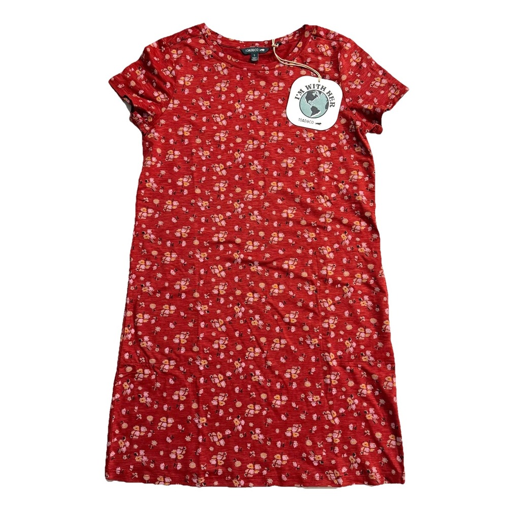Toad & Co Dress Womens S Windmere II Short Sleeve in the Hatch Chili Geo Floral